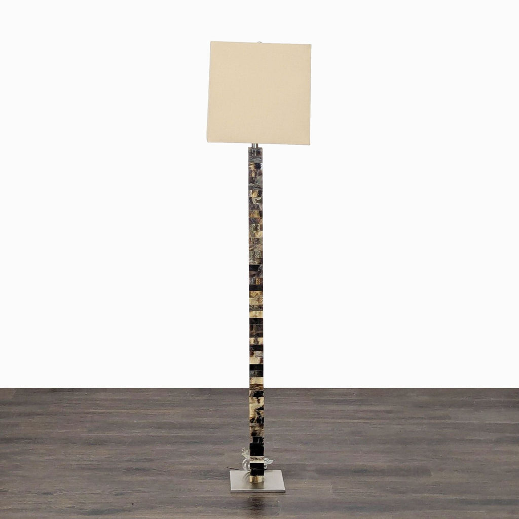 Arteriors Tanner Modern Floor Lamp with Mixed Horn Finish and Square Shade