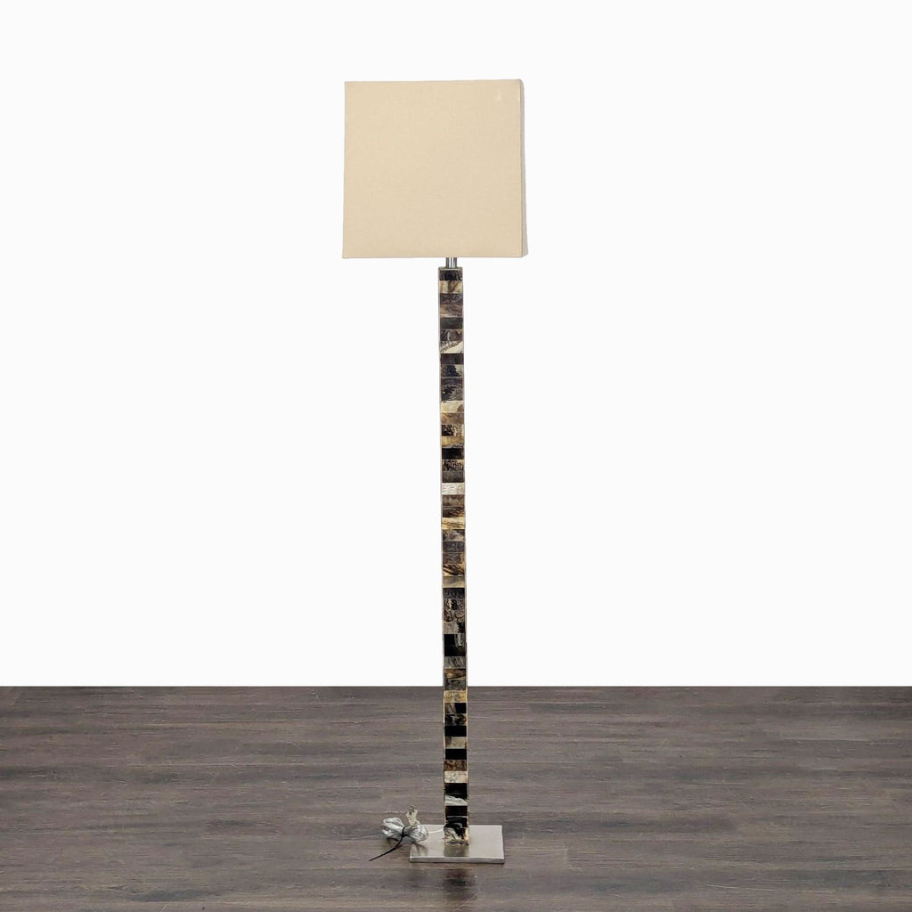 Arteriors Tanner Modern Floor Lamp with Mixed Horn Finish and Square Shade