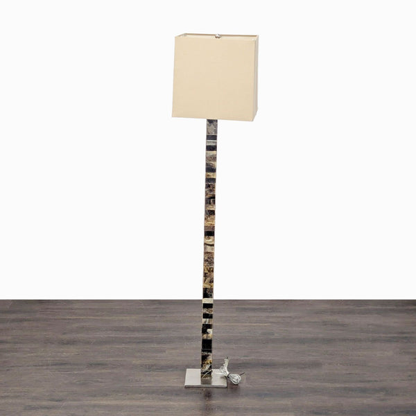 Arteriors Tanner Modern Floor Lamp with Mixed Horn Finish and Square Shade