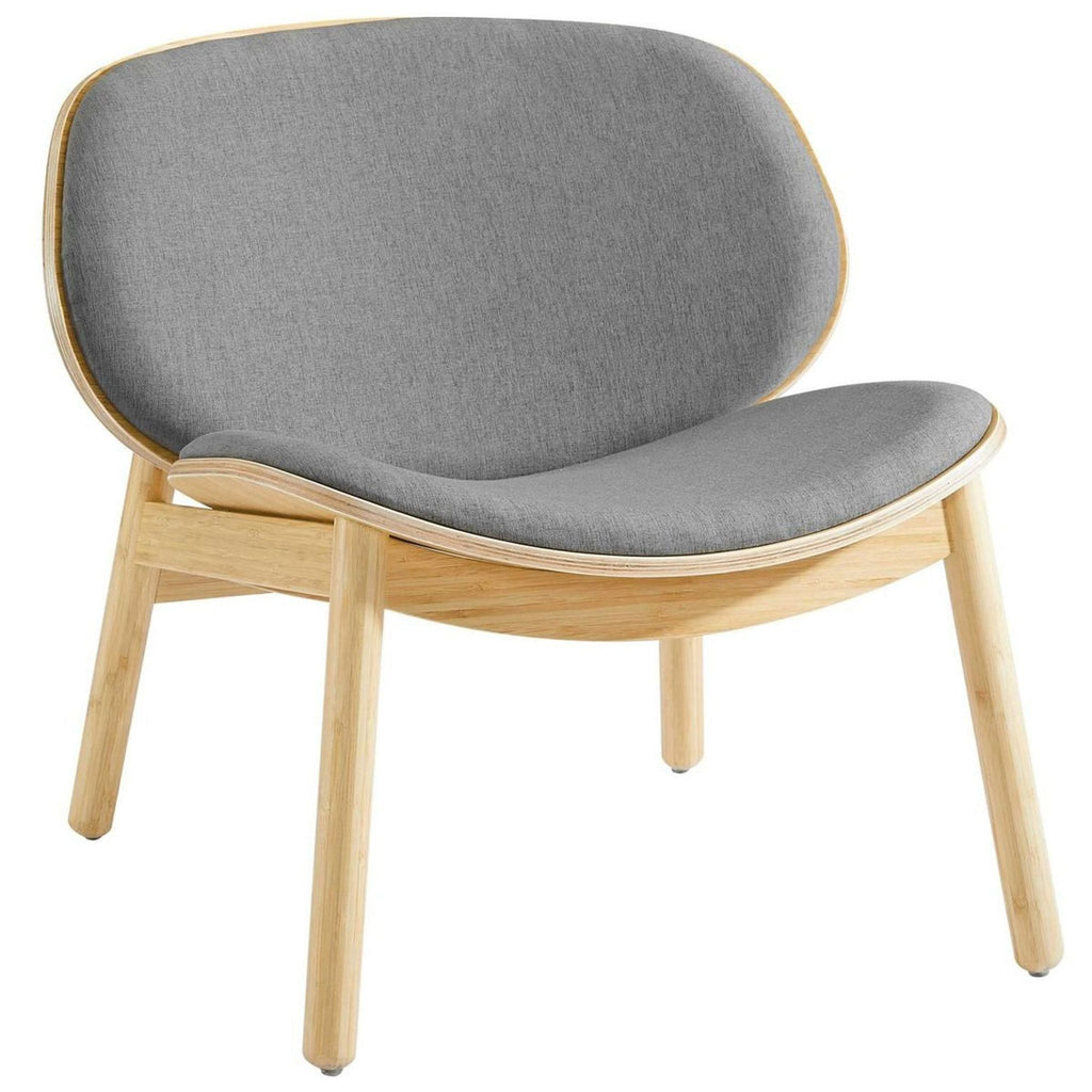 Modern Greenington bamboo lounge chair in gray cushioning, ideal for comfort and elegance in any living space.  