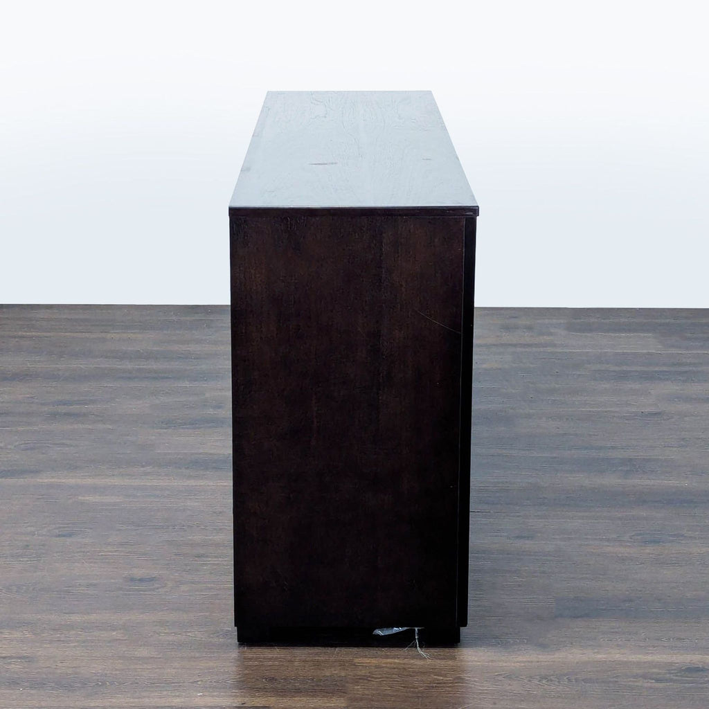 Modern 6-Drawer Dark Wood Dresser with Silver Handles