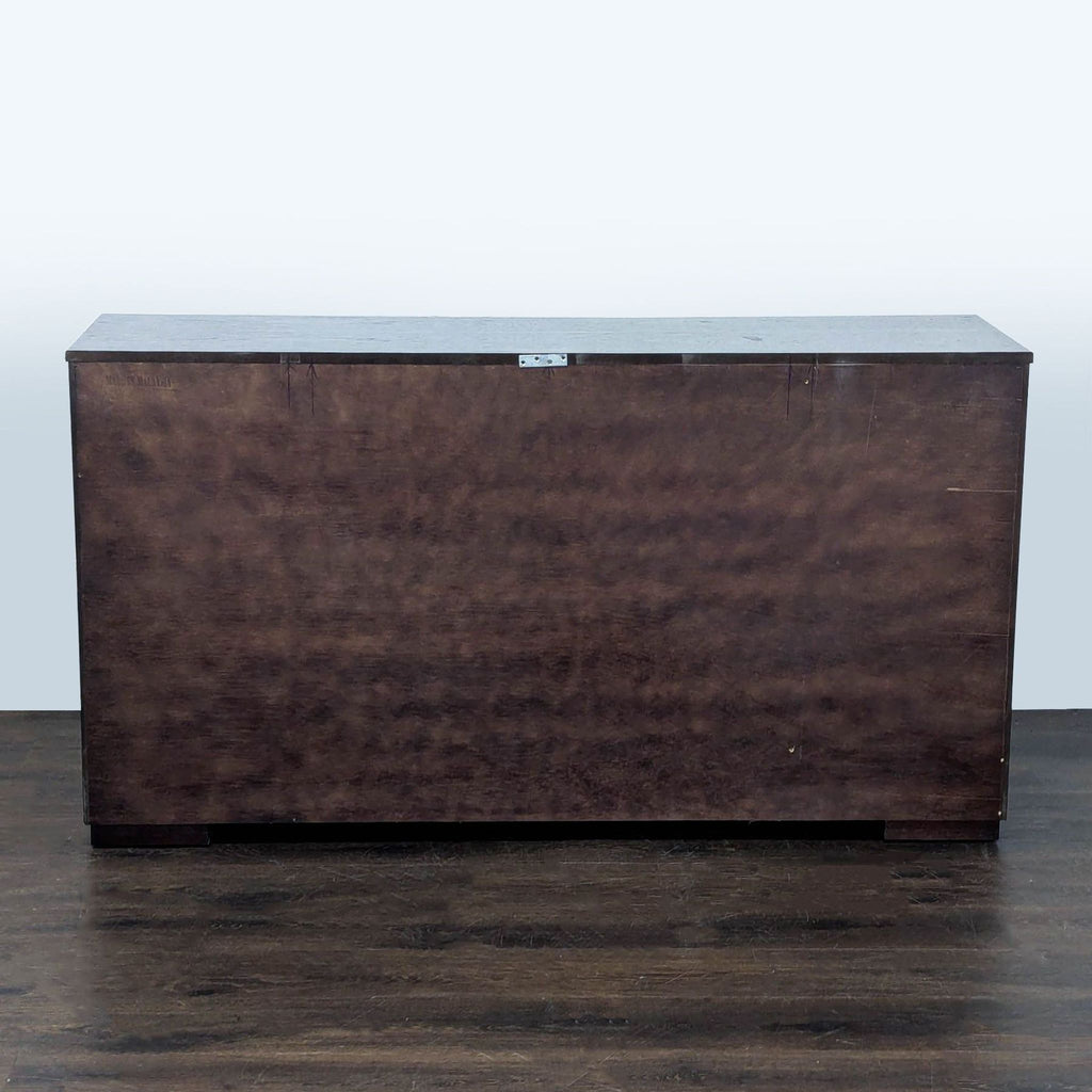 Modern 6-Drawer Dark Wood Dresser with Silver Handles