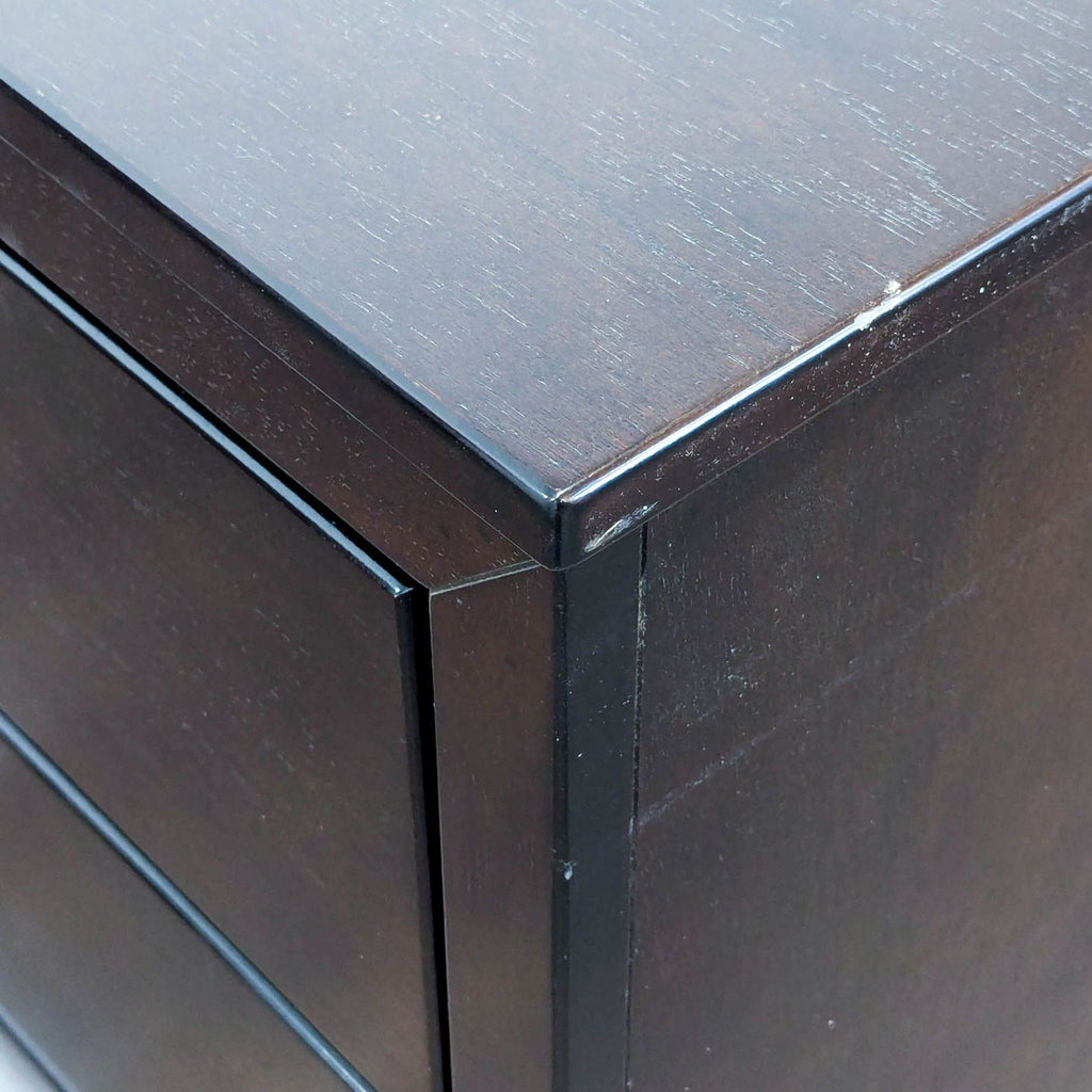 Modern 6-Drawer Dark Wood Dresser with Silver Handles