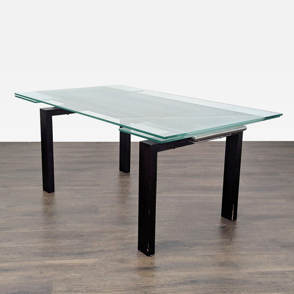 Scandinavian Designs Glass Dining Set with 6 Upholstered Chairs