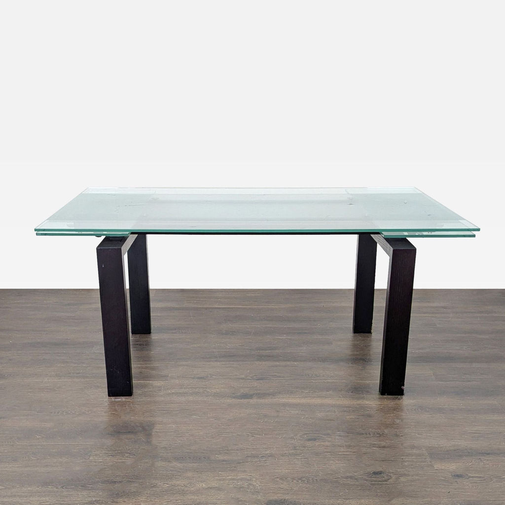 Scandinavian Designs Glass Dining Set with 6 Upholstered Chairs