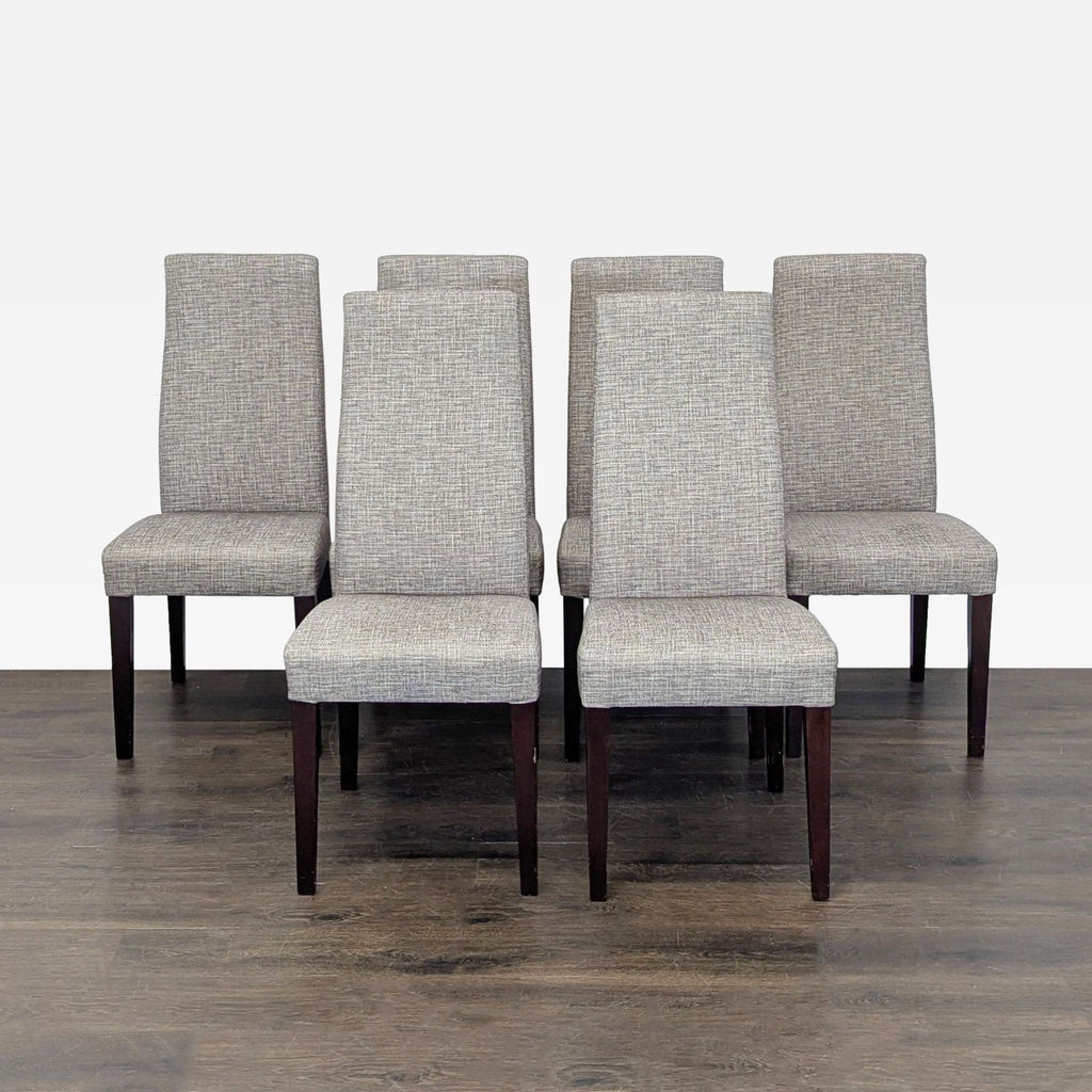 Scandinavian Designs Glass Dining Set with 6 Upholstered Chairs
