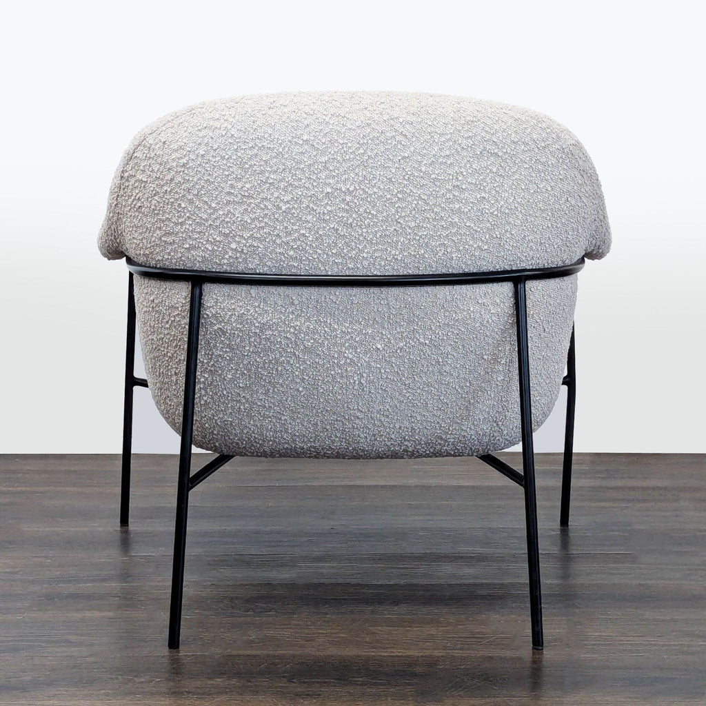 Four Hands Modern Lounge Chair with White Bouclé Fabric and Metal Legs