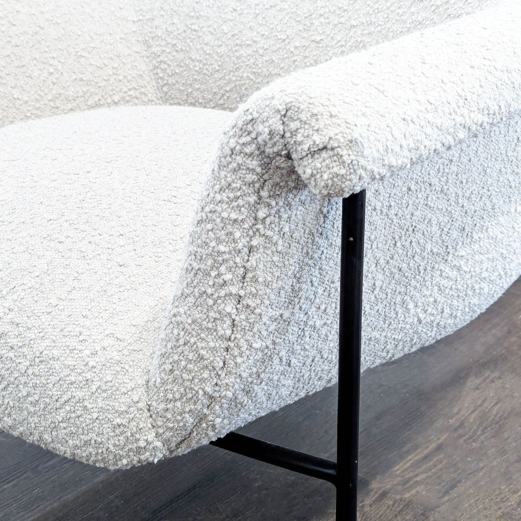 Four Hands Modern Lounge Chair with White Bouclé Fabric and Metal Legs