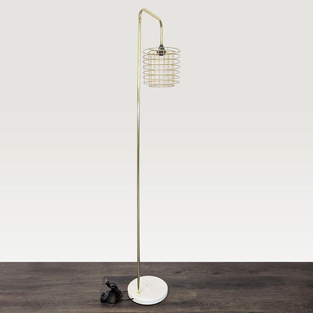 Modern Gold Floor Lamp with Wire Cage Shade and Marble Base - Accepted Offer (24.44% discount)