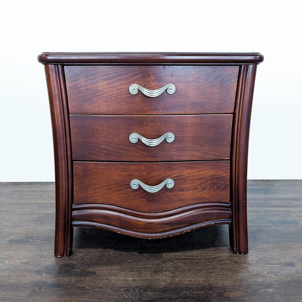 Wood Nightstand with Metal Hardware