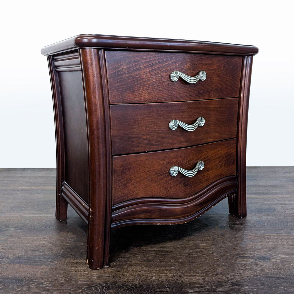 Wood Nightstand with Metal Hardware