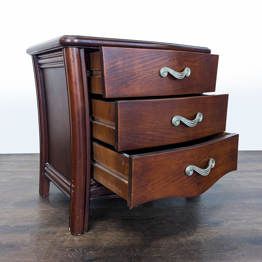 Wood Nightstand with Metal Hardware