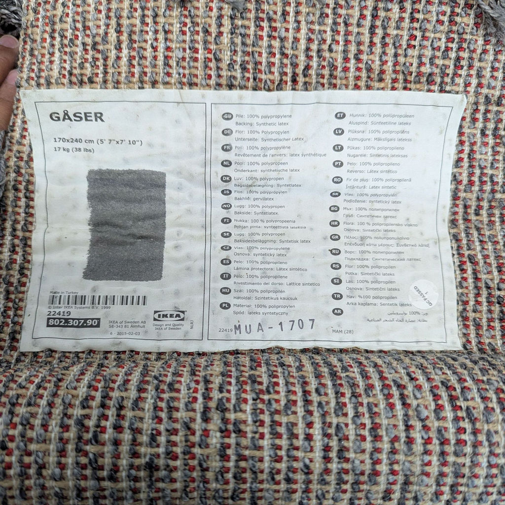 IKEA GÅSER Gray High-Pile Shag Area Rug, 5’7” × 7’10”