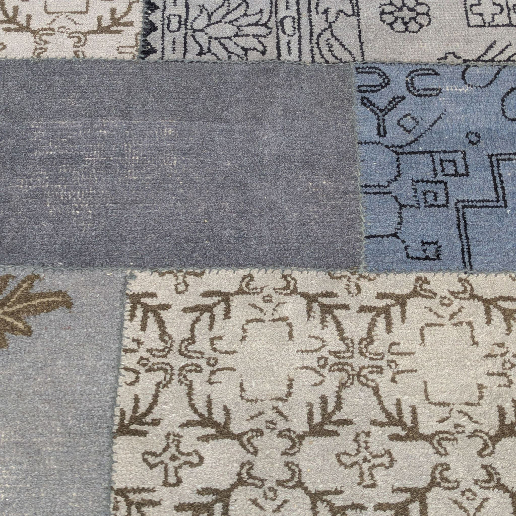 West Elm Cadiz Patchwork Patterned Area Rug – Neutral & Blue Tones