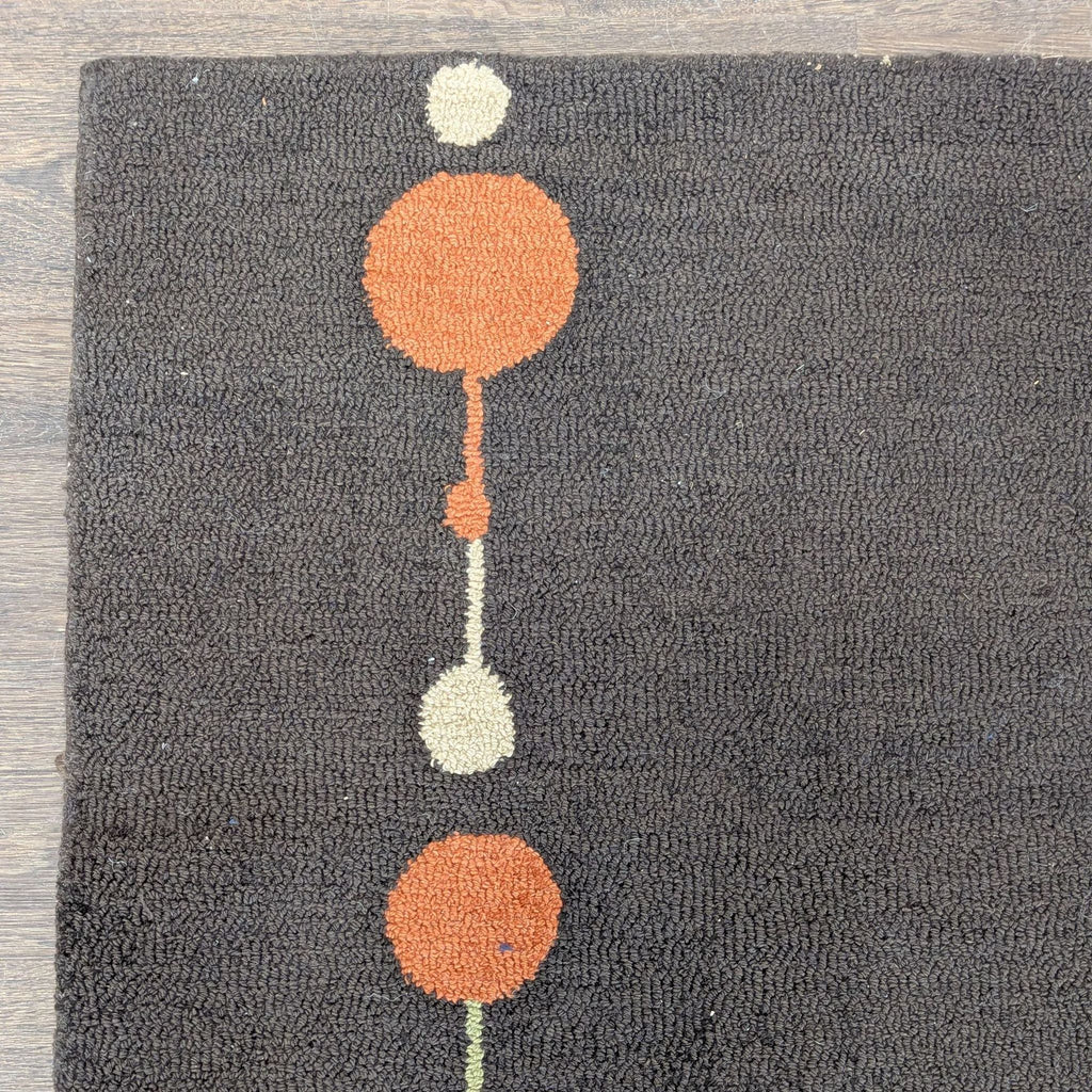 Modern 5’x7’ Brown Area Rug with Orange and Green Circle Pattern