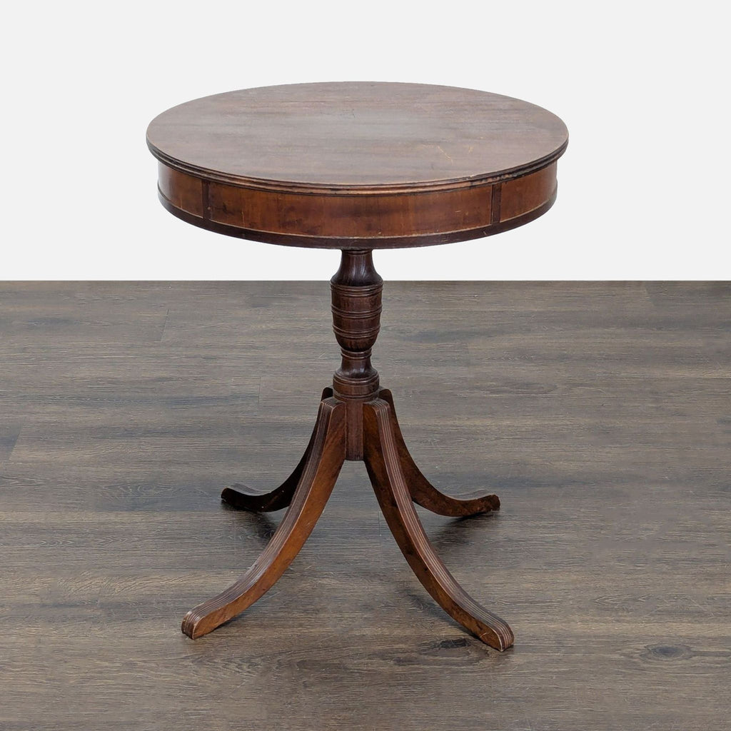 2. Elegant end table by Barker Brothers Furniture with smooth finish, one drawer, and sturdy lower shelf.  