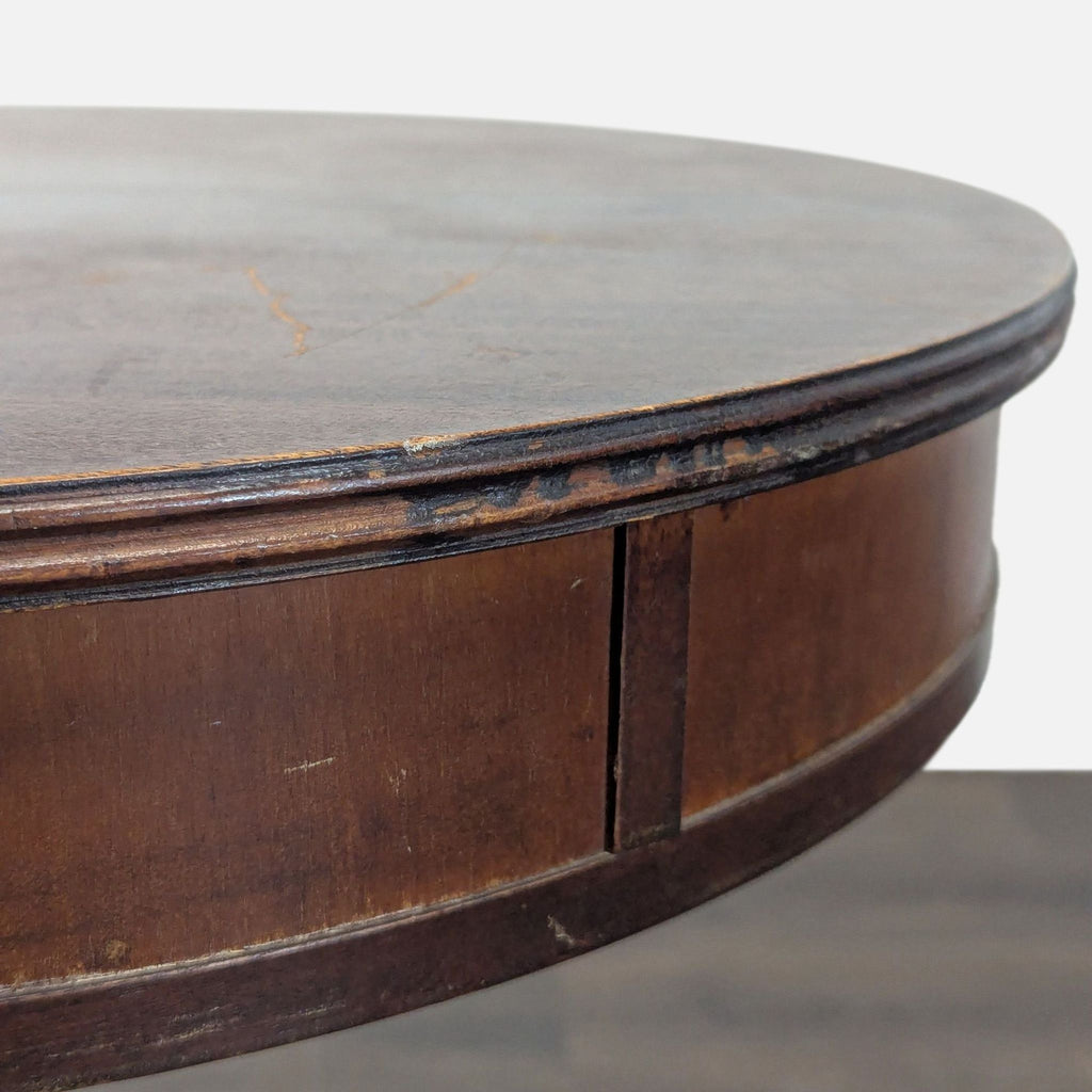 3. Wooden end table from Barker Brothers Furniture, showcasing vintage style with functional drawer and shelf.