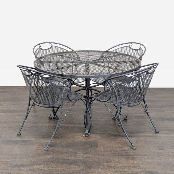 Vintage 5-Piece Metal Patio Dining Set with Round Table and 4 Chairs