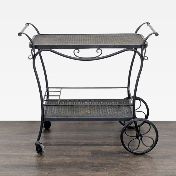 Vintage Wrought Iron Rolling Patio Bar Cart / Serving Cart - Accepted Offer (25.93% discount)