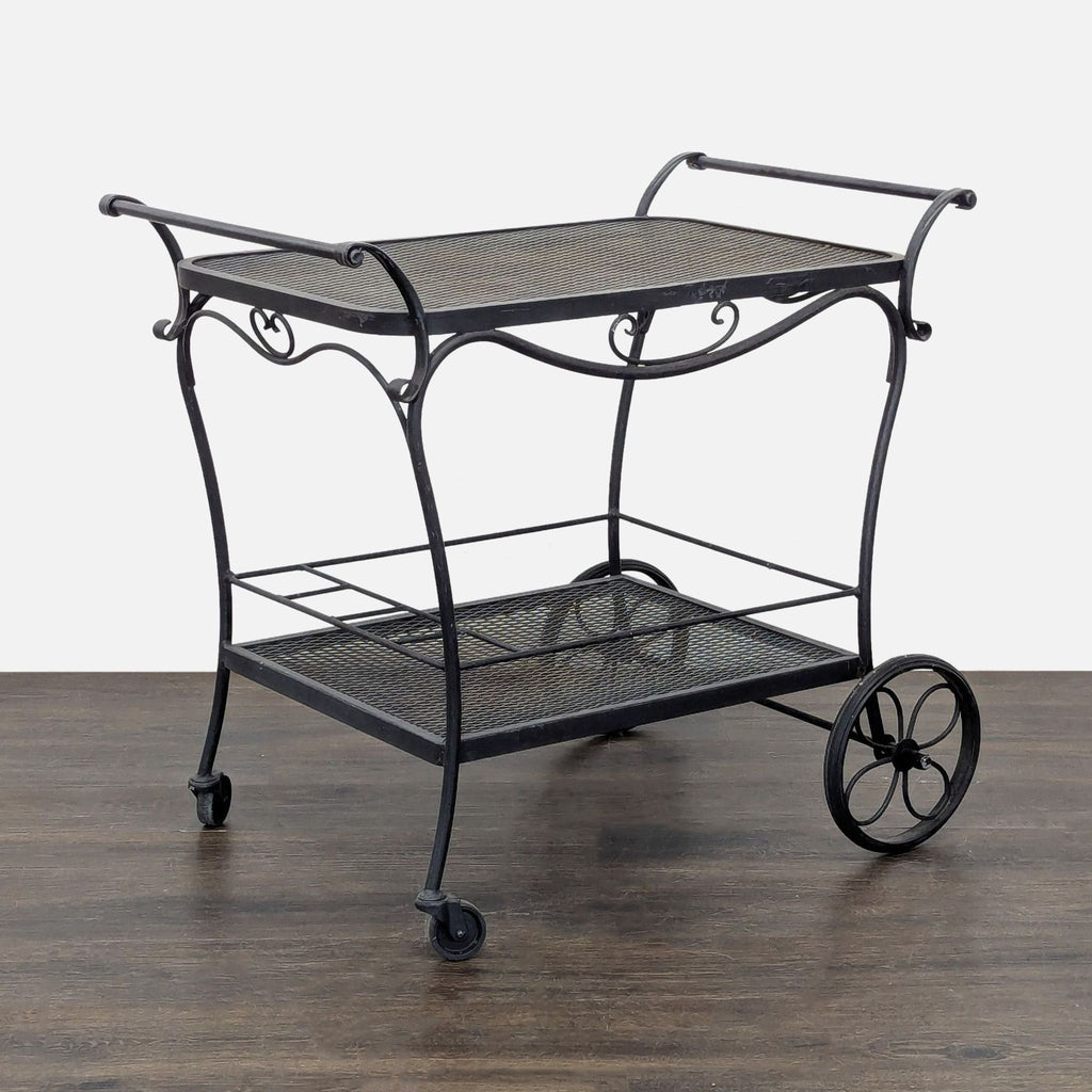 Vintage Wrought Iron Rolling Patio Bar Cart / Serving Cart - Accepted Offer (25.93% discount)