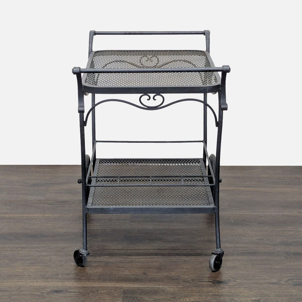 Vintage Wrought Iron Rolling Patio Bar Cart / Serving Cart - Accepted Offer (25.93% discount)