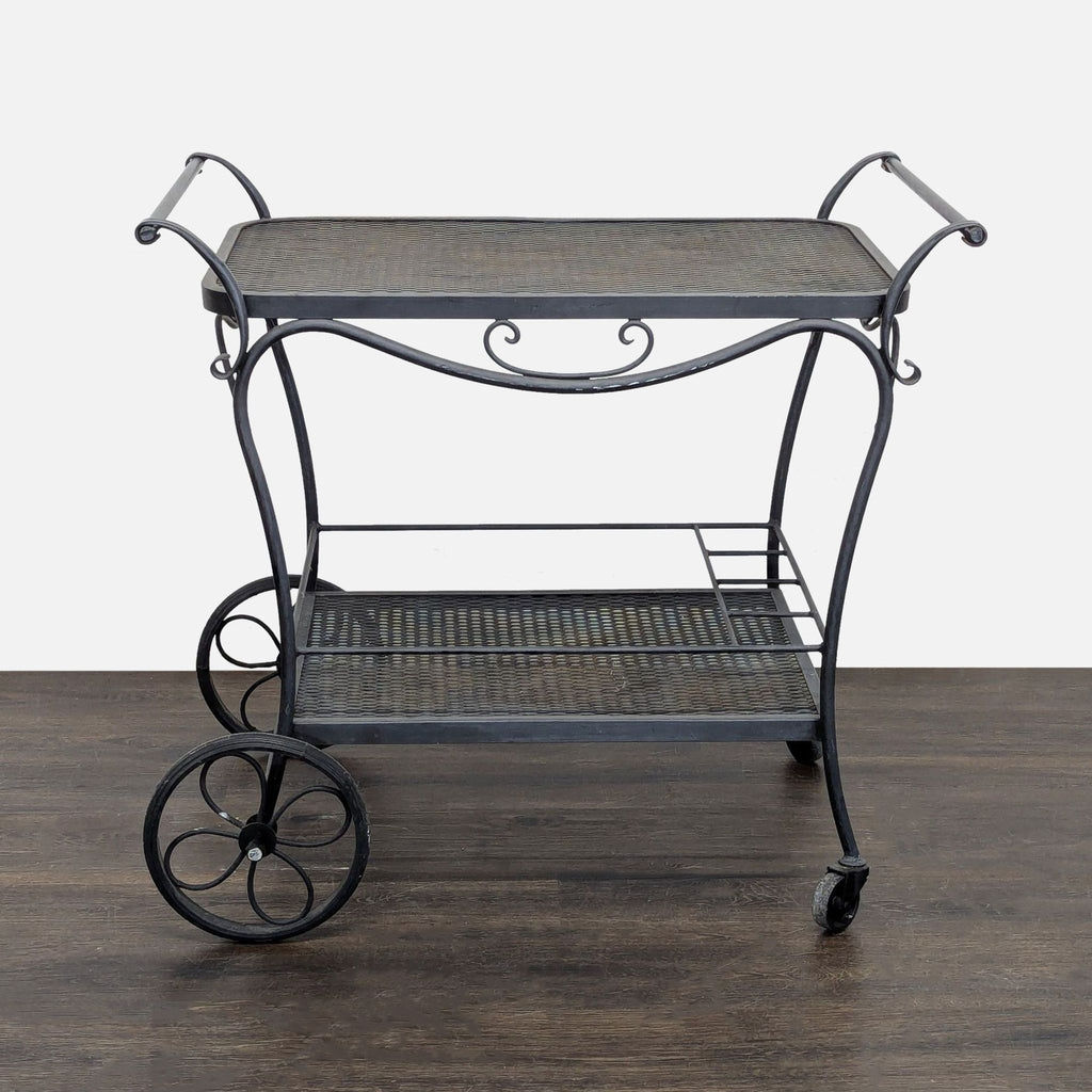 Vintage Wrought Iron Rolling Patio Bar Cart / Serving Cart - Accepted Offer (25.93% discount)