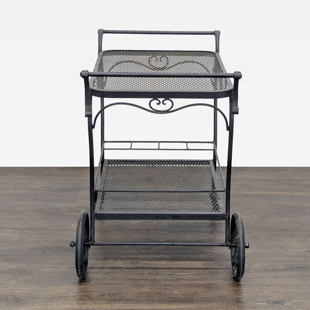 Vintage Wrought Iron Rolling Patio Bar Cart / Serving Cart - Accepted Offer (25.93% discount)