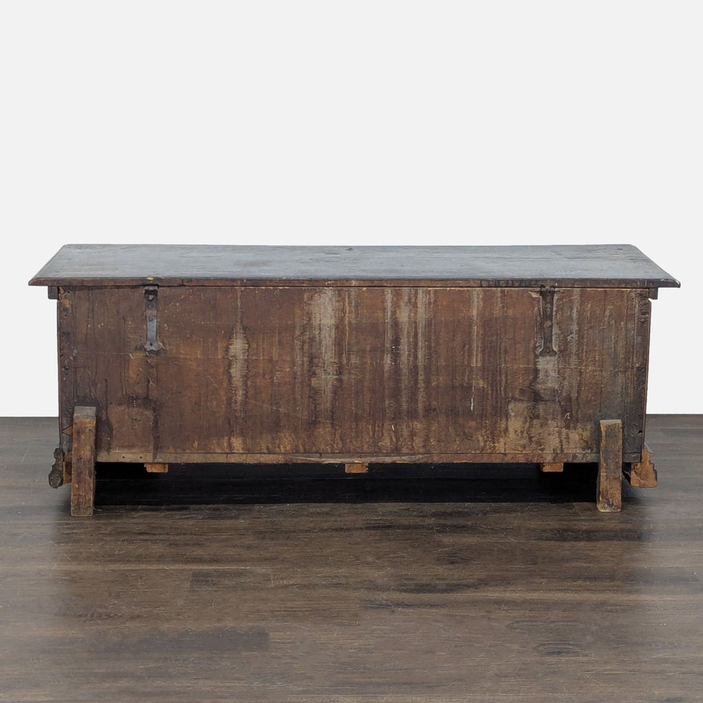 Antique Wooden Trunk with Ornate Carved Details and Hinged Lid - Accepted Offer (21.88% discount)