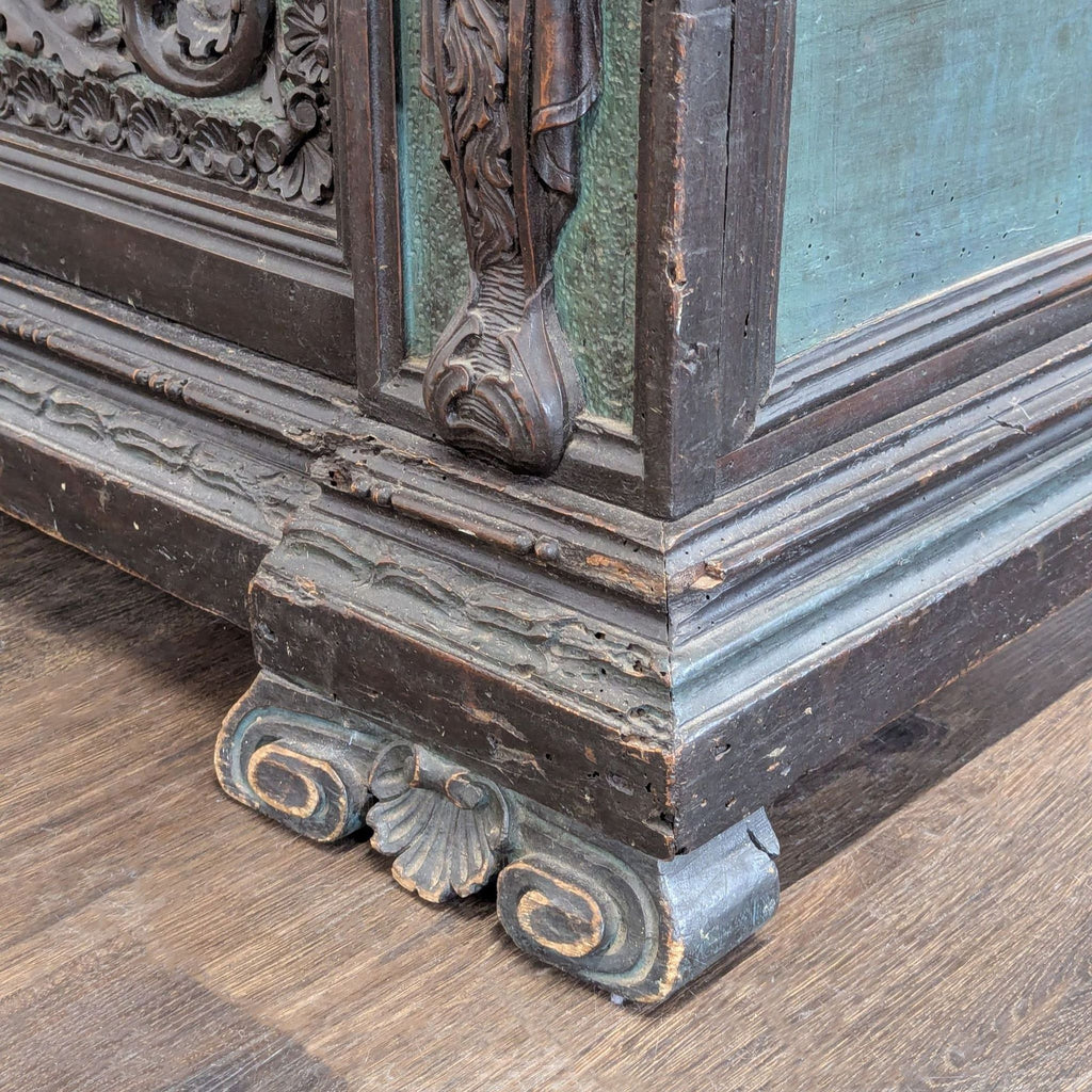 Antique Wooden Trunk with Ornate Carved Details and Hinged Lid - Accepted Offer (21.88% discount)