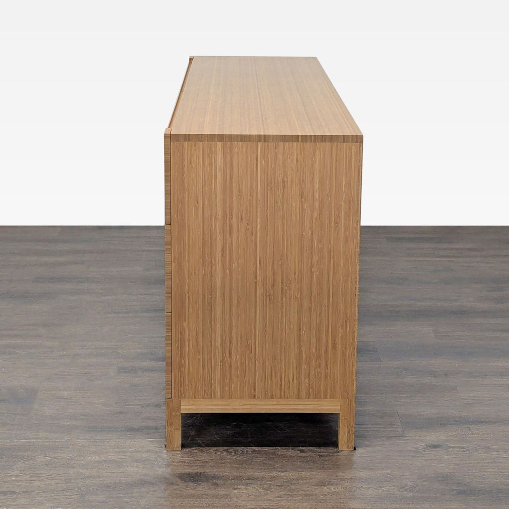 1. Modern bamboo dresser by Greenington with six drawers and sleek minimalist design.