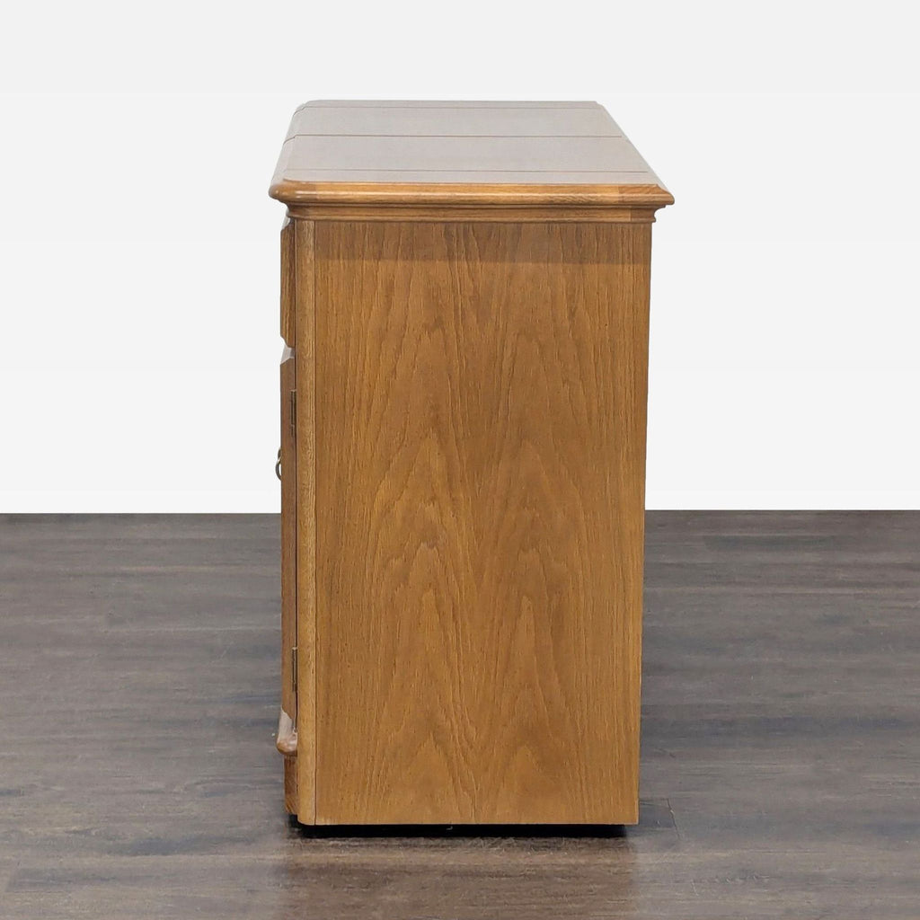 Stanley Furniture cabinet with two-door storage, one drawer, and an openable flip-top surface.
