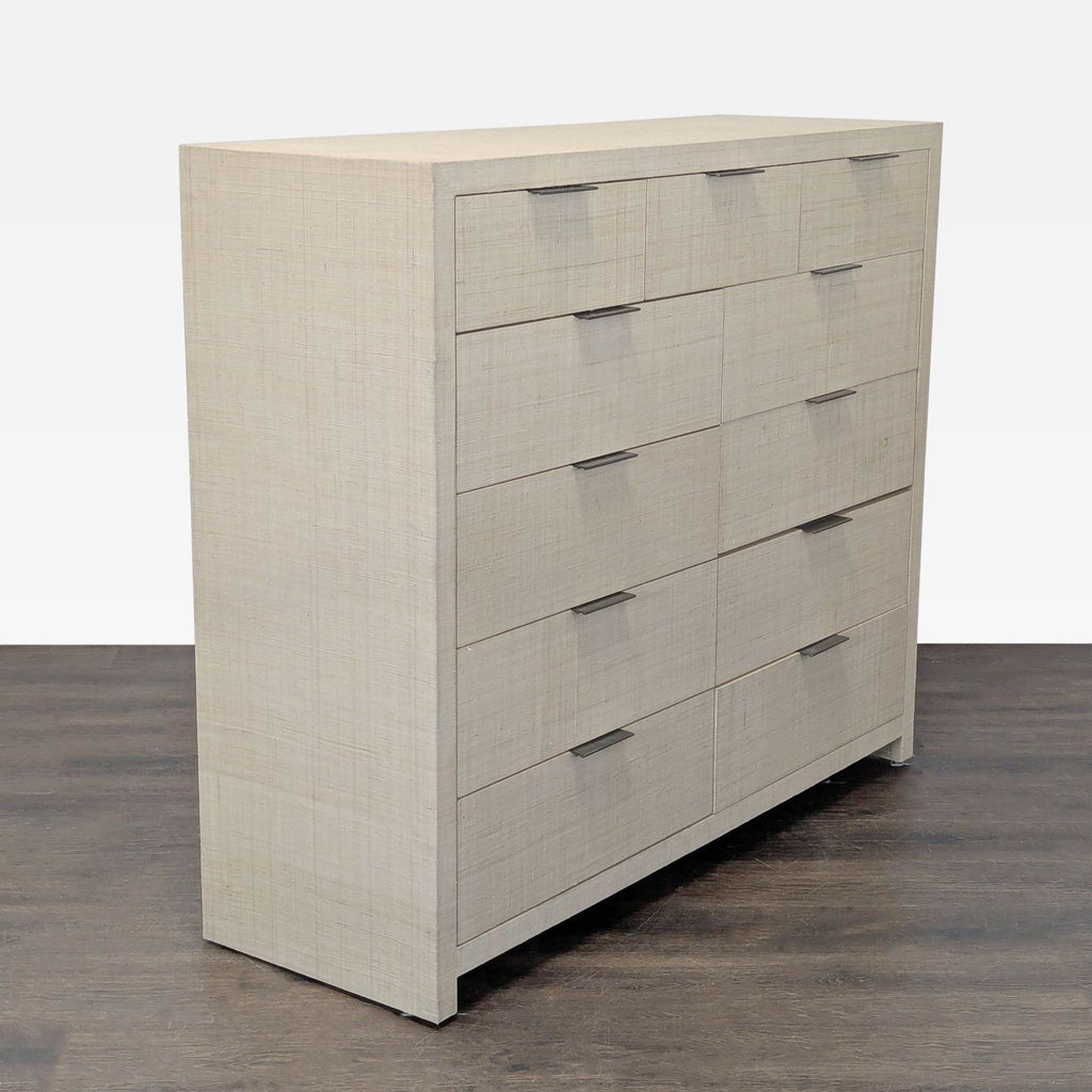 Sturdy Restoration Hardware dresser in a clean design, offering ample storage with its 11 roomy drawers.