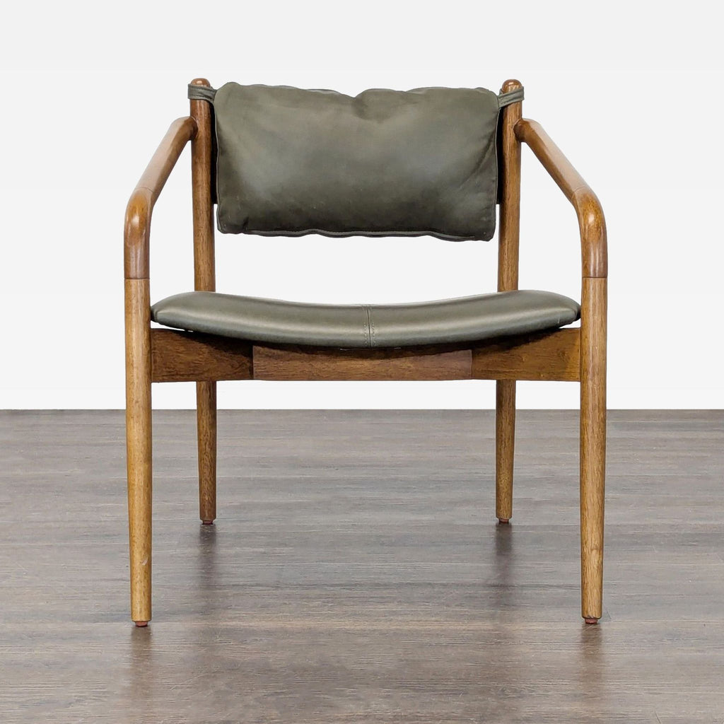 Article Olive Green Leather Lounge Chair with Wood Frame - Accepted Offer (21.74% discount)