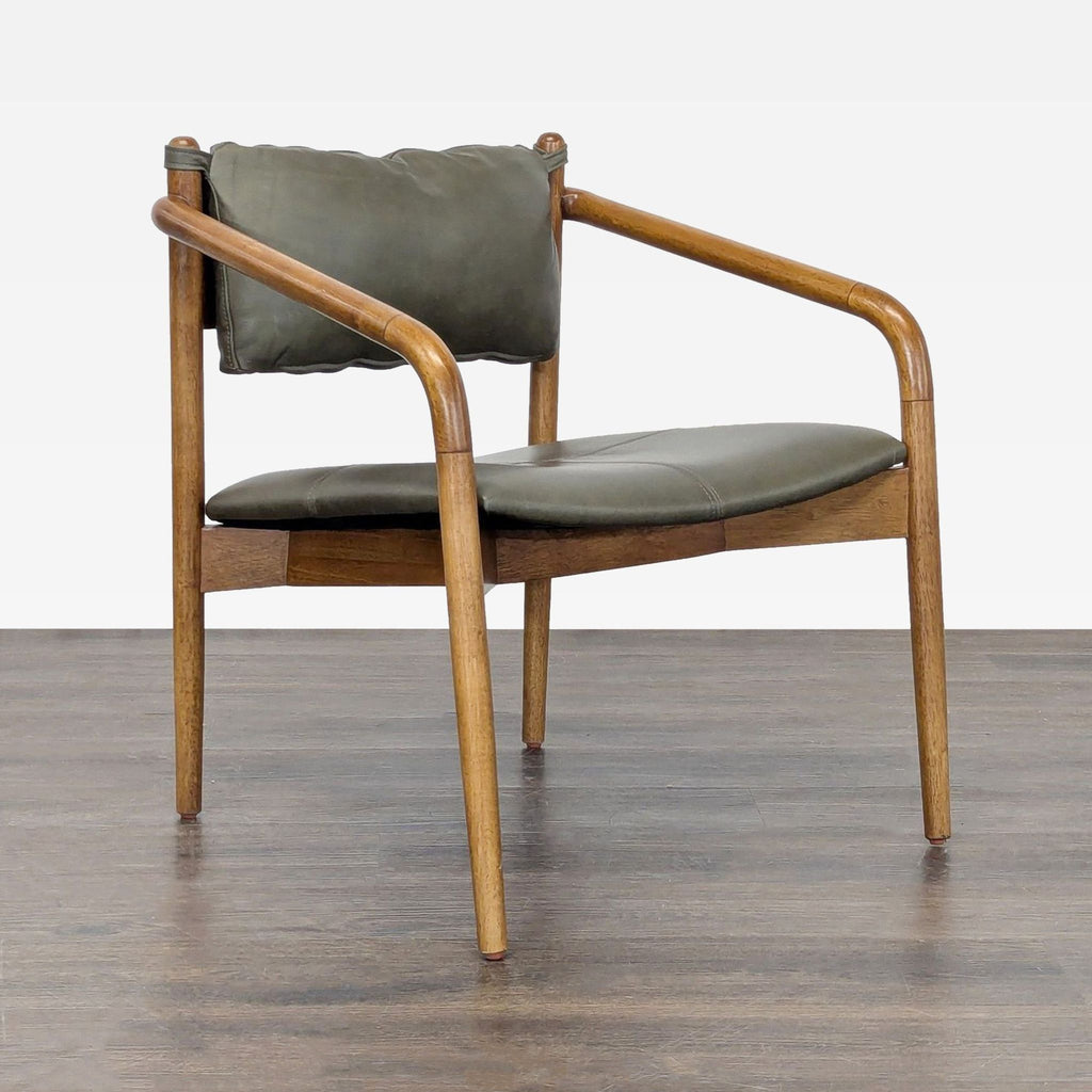 Article Olive Green Leather Lounge Chair with Wood Frame - Accepted Offer (21.74% discount)