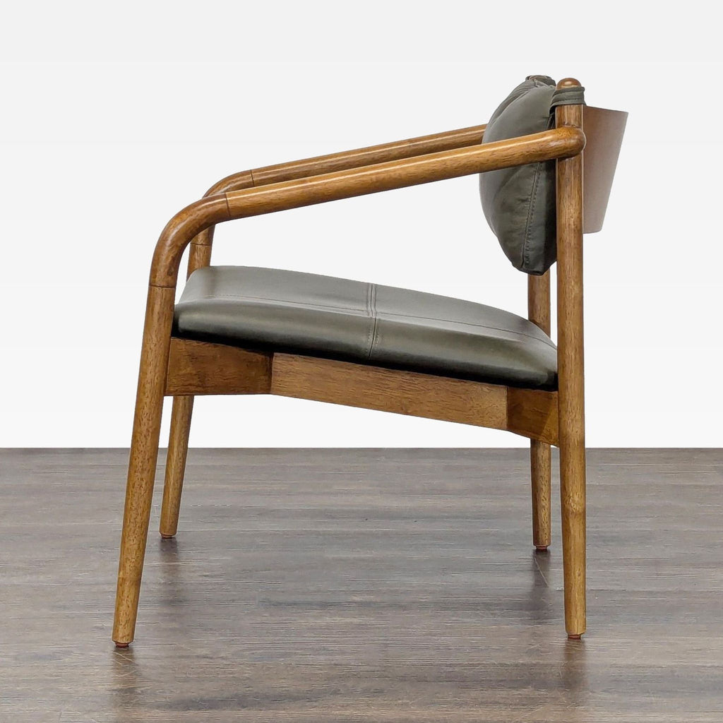 Article Olive Green Leather Lounge Chair with Wood Frame - Accepted Offer (21.74% discount)