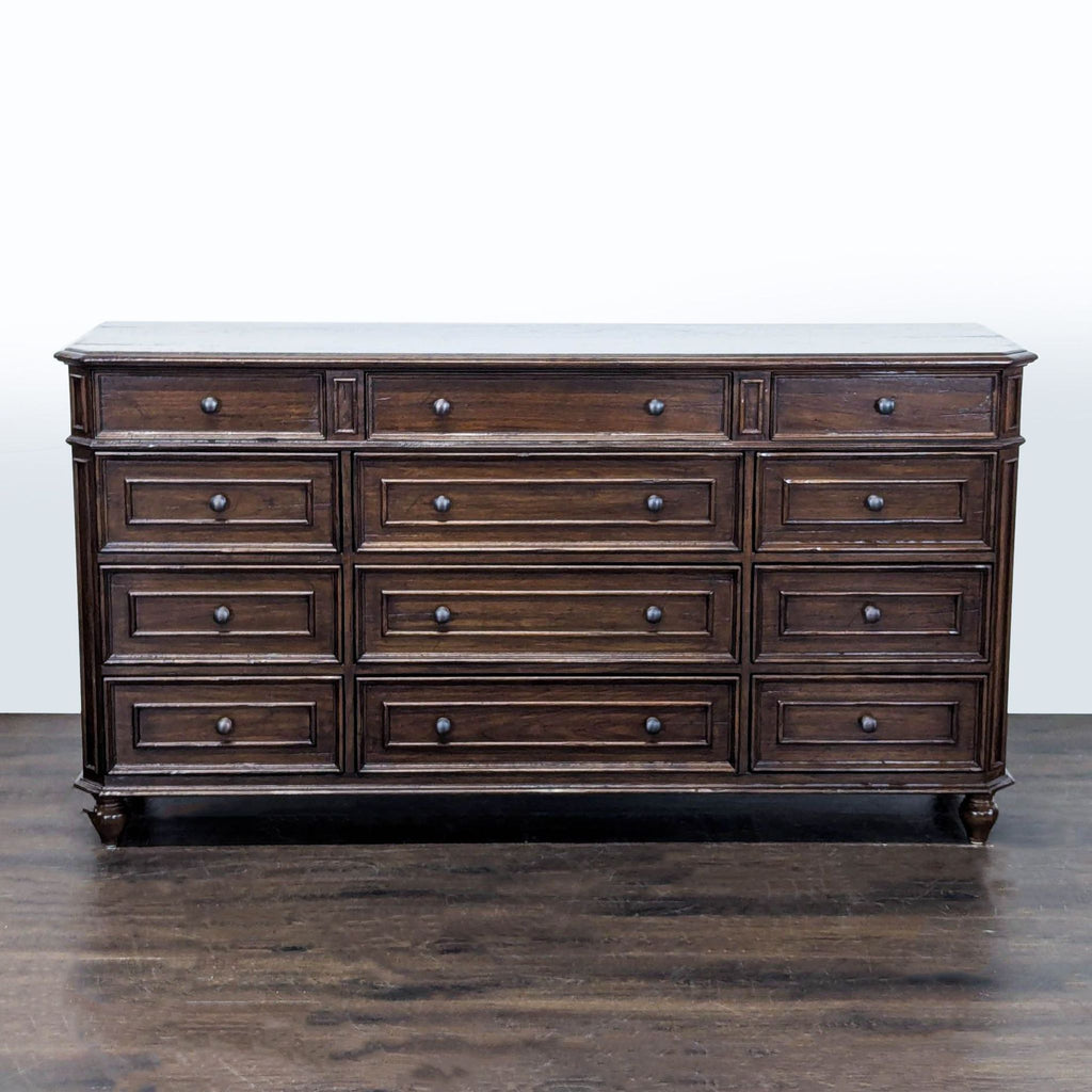 Certainly! However, I do not see any images attached or descriptions provided for this item. Could you please provide the images or a description of the dresser? That way, I can create accurate alt texts for you.