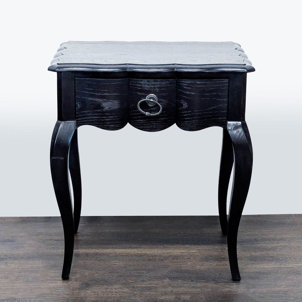 1. Modern Bernhardt end table with a minimalist square design and a smooth, neutral-toned finish.  