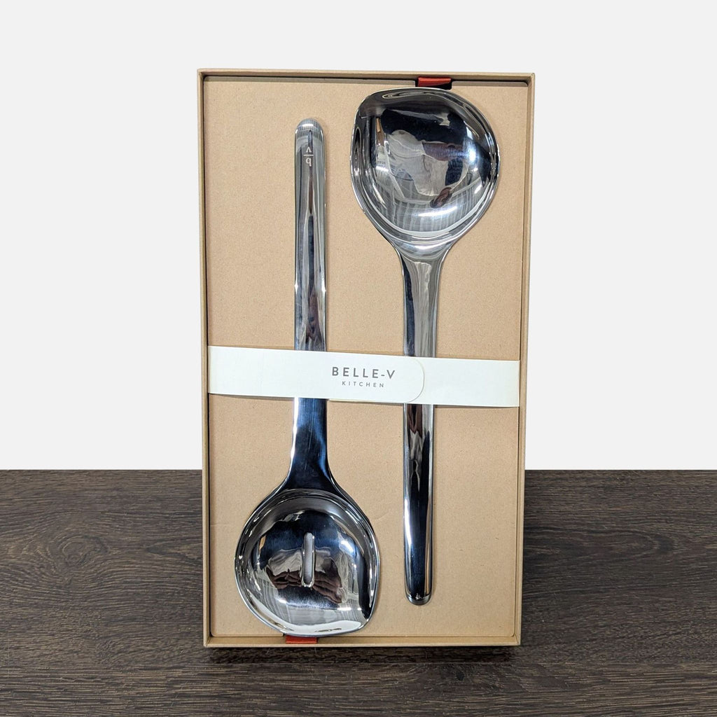 Belle-V Kitchen stainless steel serving spoons displayed in a gift box.