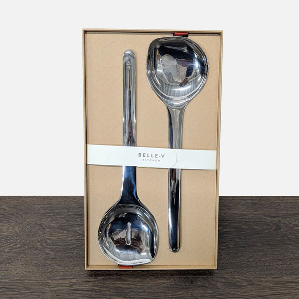 Belle-V Kitchen stainless steel serving spoons displayed in a gift box.