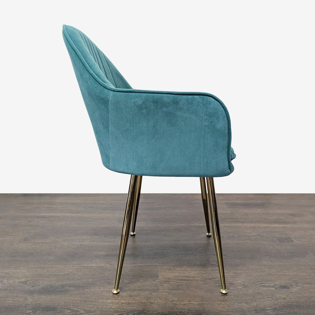 Modern Teal Velvet Lounge Chair with Gold Legs - Accepted Offer (13.98% discount)