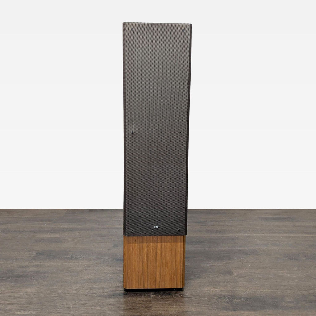 Pair of ADS floor standing speakers in classic wood finish, well-kept and great for home audio setups.  