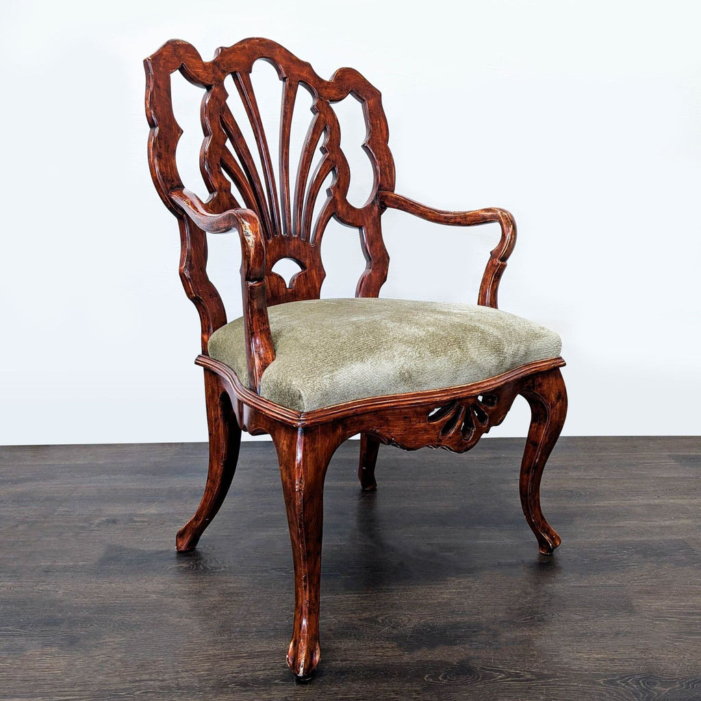 1. Modern lounge chair with plush cushions on a wooden frame, perfect for relaxing in living spaces.