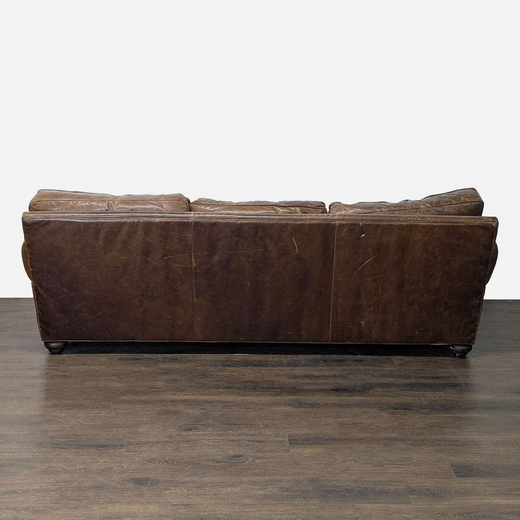 Restoration Hardware Lancaster 3-Seat Brown Leather Sofa