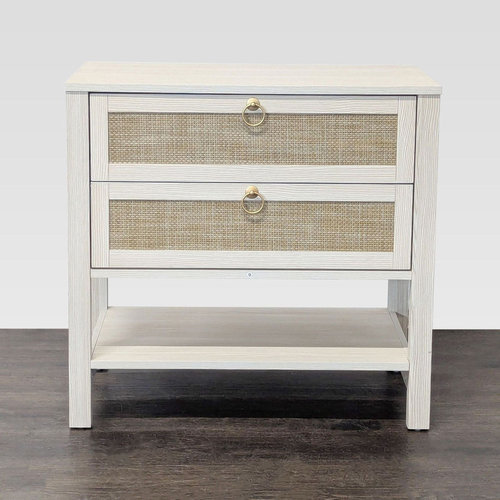 Breakwater Bay end table featuring rattan drawer fronts for a coastal-inspired accent.
