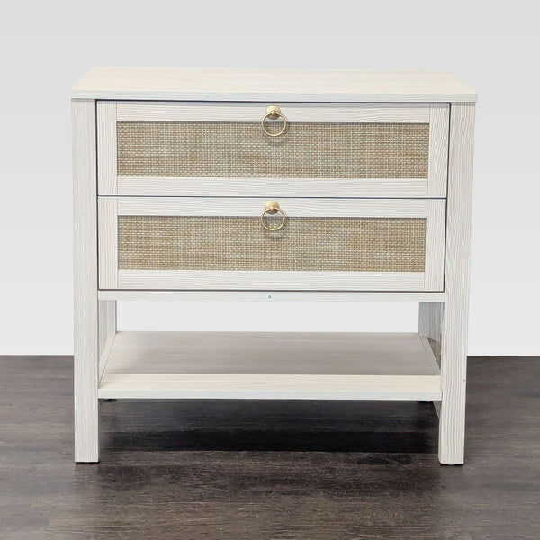 Breakwater Bay end table featuring rattan drawer fronts for a coastal-inspired accent.