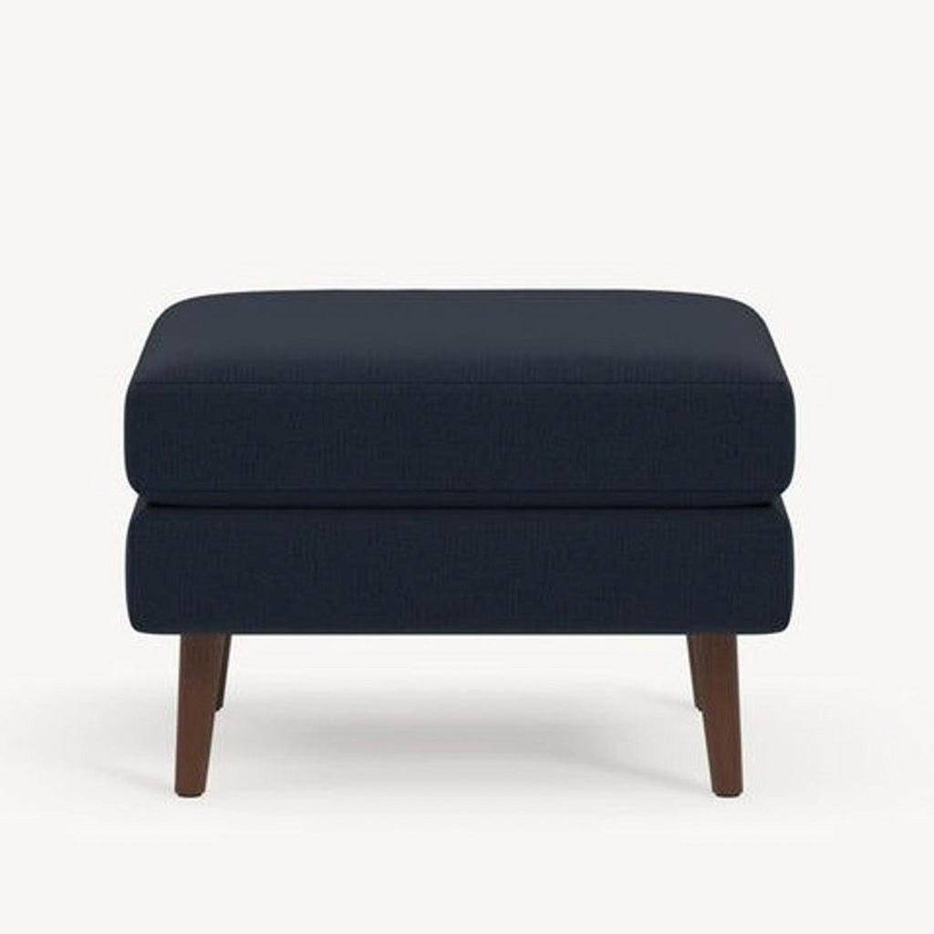 Certainly! However, you haven't provided the actual images, so I'll create generalized but distinct alt text samples for a stool, ottoman, or bench by Burrow. If you have specific images, please upload them for more tailored descriptions.