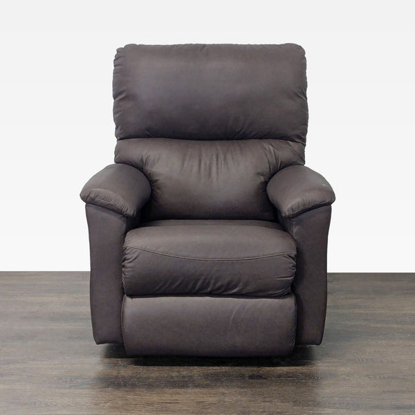 La-Z-Boy power recliner lounge chair in soft brown faux leather with plush padding and electric recline.