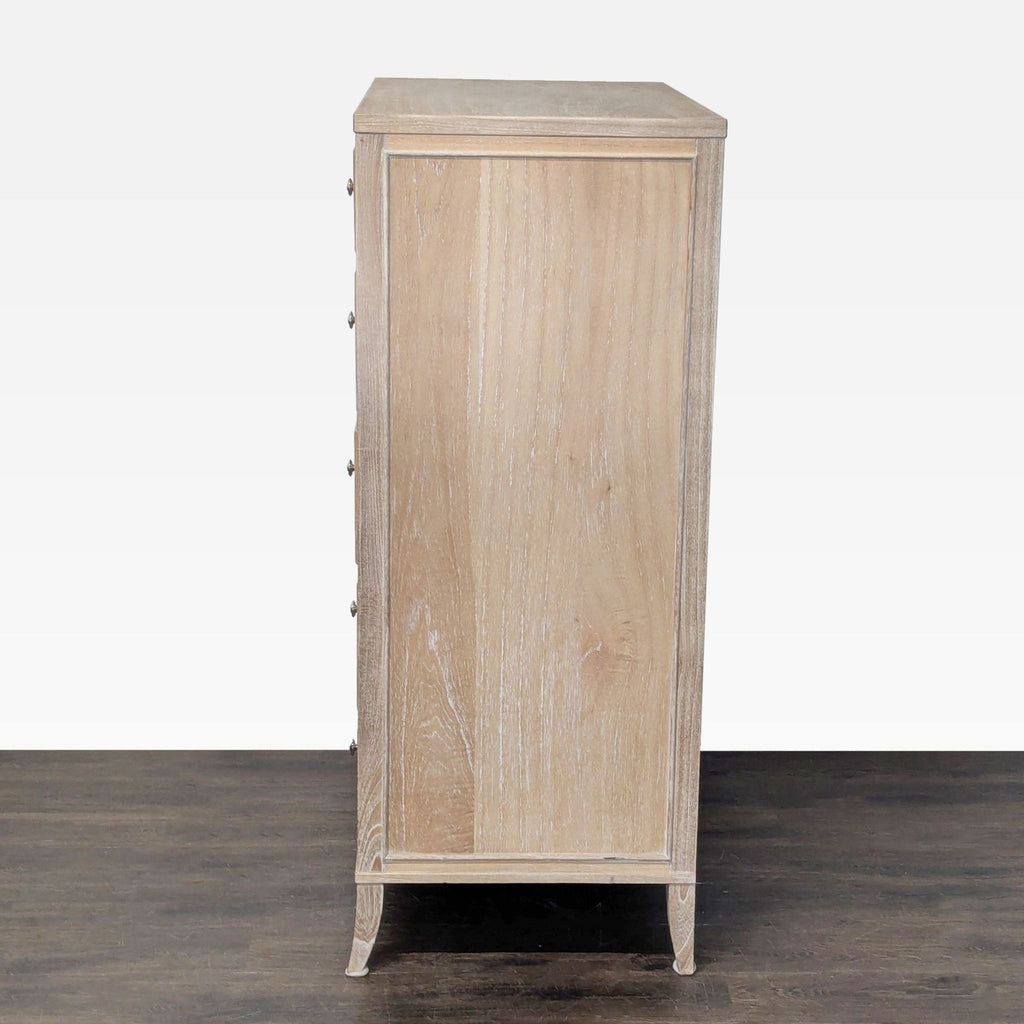 Spacious six-drawer Arhaus dresser in a clean, contemporary design with metal knobs and curved legs for elegance.
