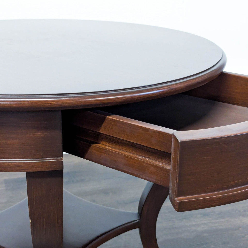 One Drawer Drum Table with Shelf
