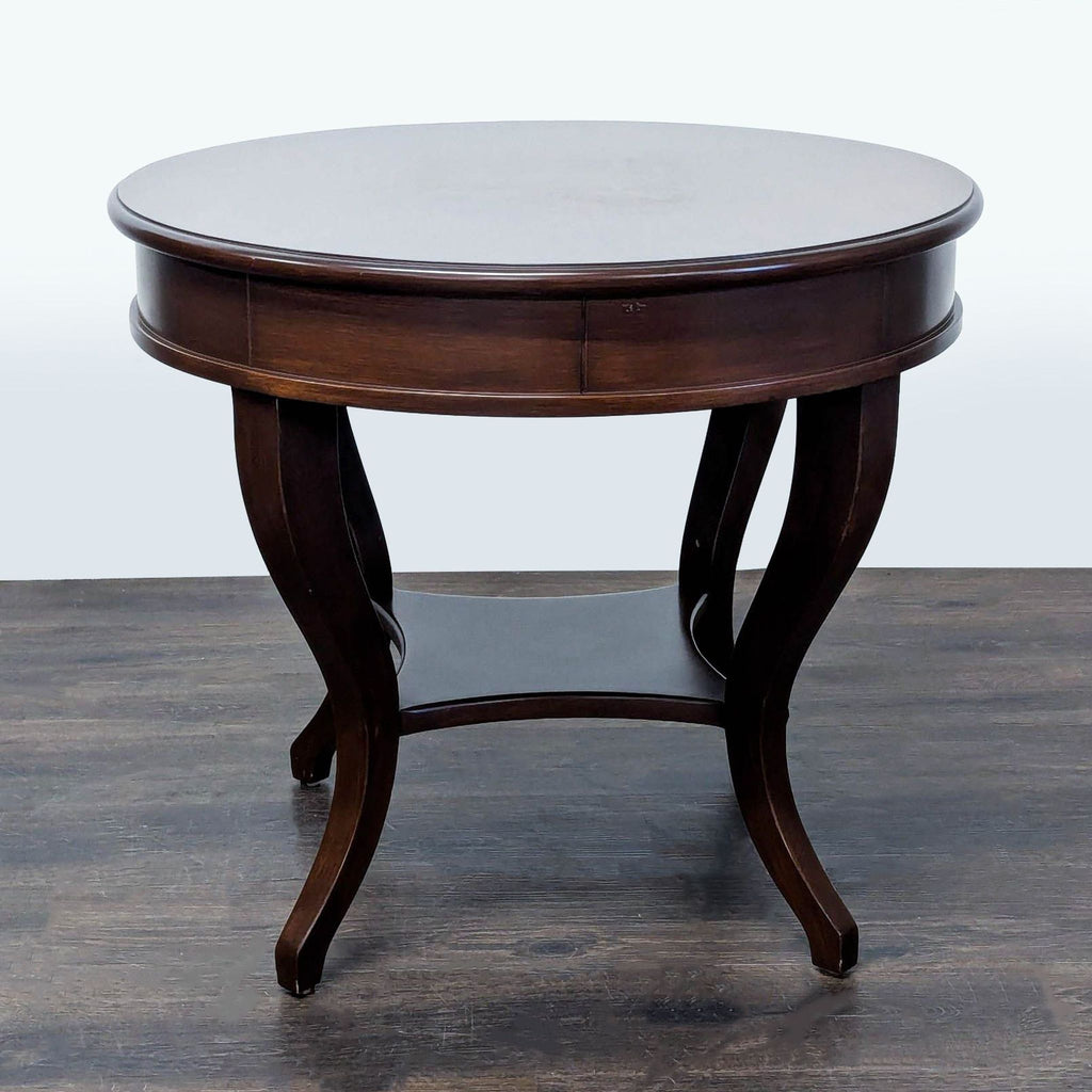 One Drawer Drum Table with Shelf